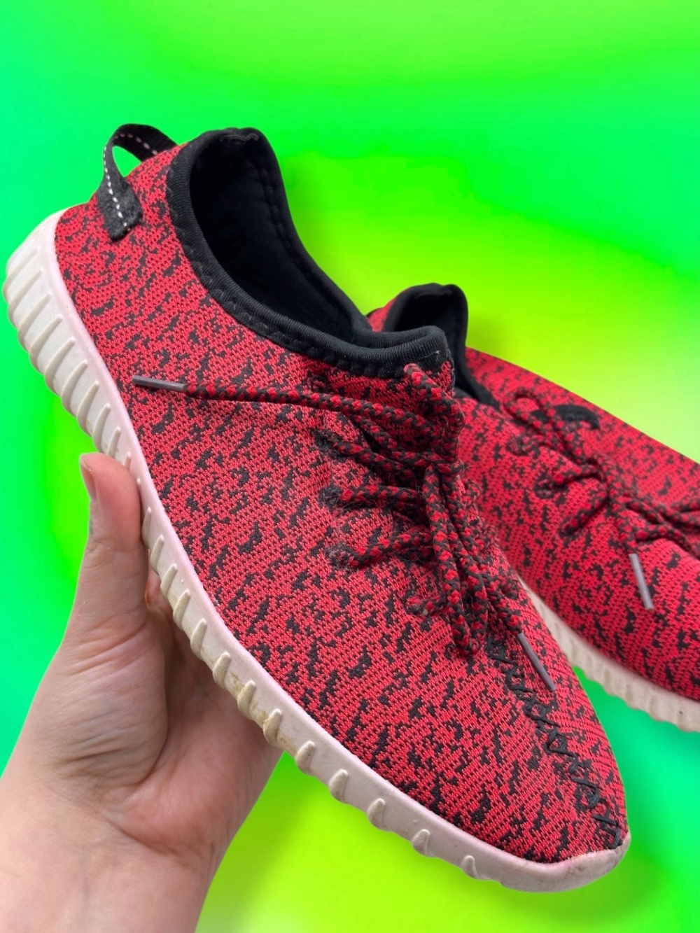 Lightweight Textured Unisex Lace Up Form Fitting Sock Sneakers Red Black 10